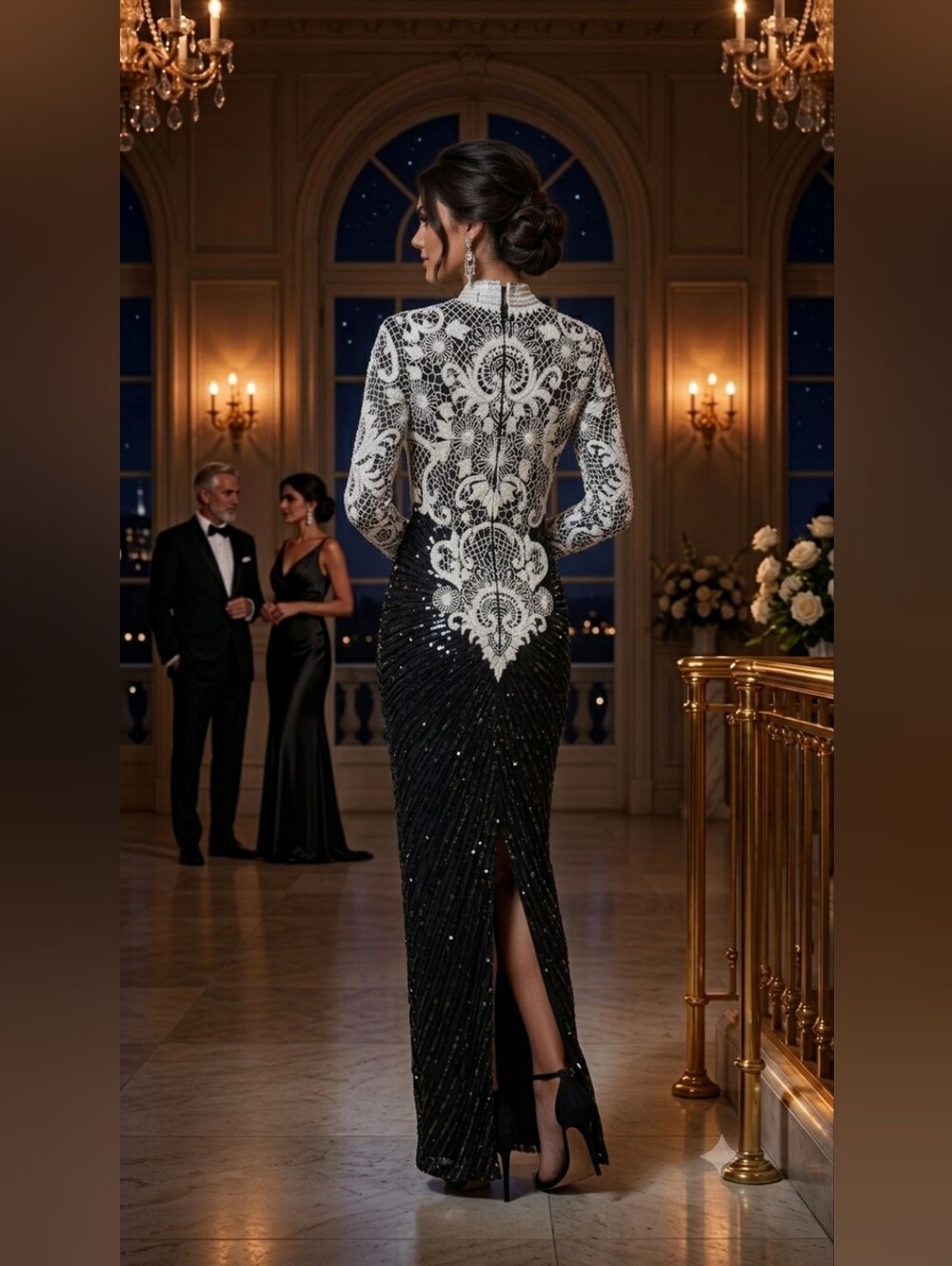 Vintage Naeem Khan For Lillie Rubin Riazee Nights Silk Embellished Evening Gown - Picture 4 of 14
